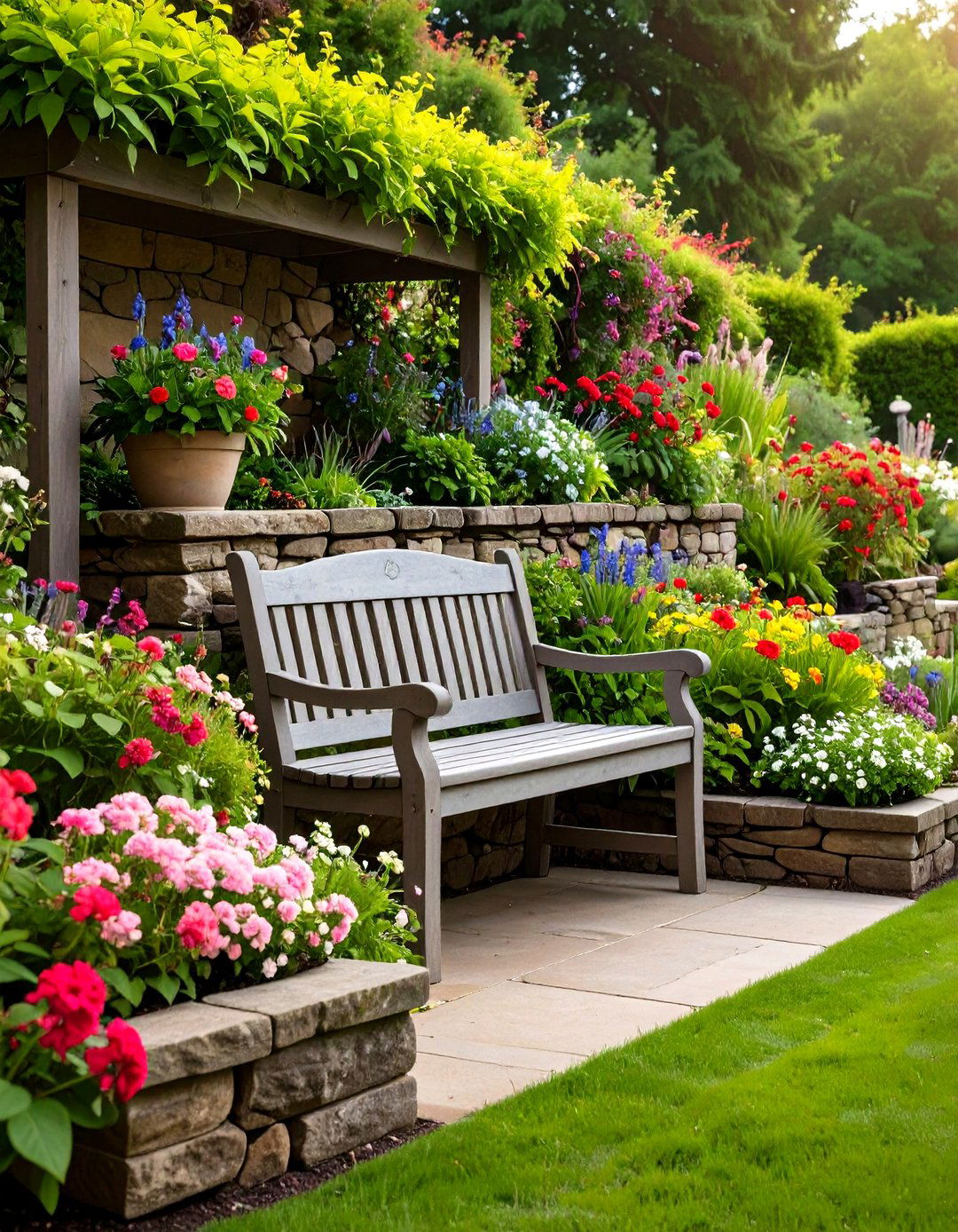 A Multi Tiered Garden Bench Design - 30 garden bench ideas