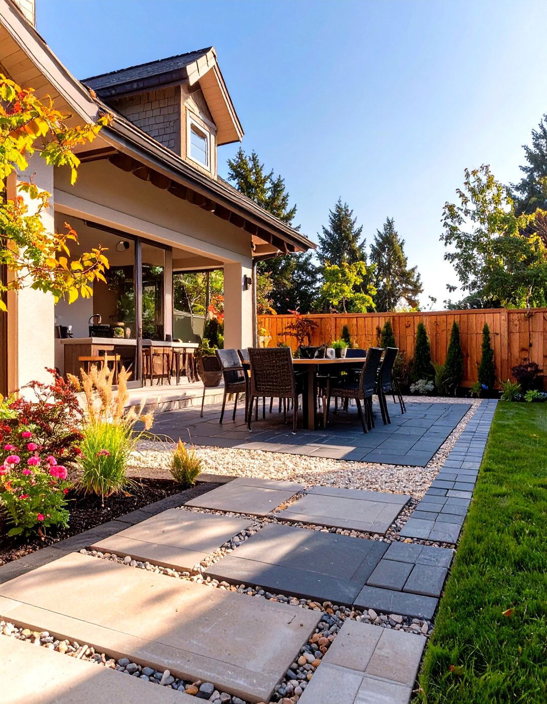 A Multi Zone Gravel and Paver Combination - 30 backyard ideas without grass