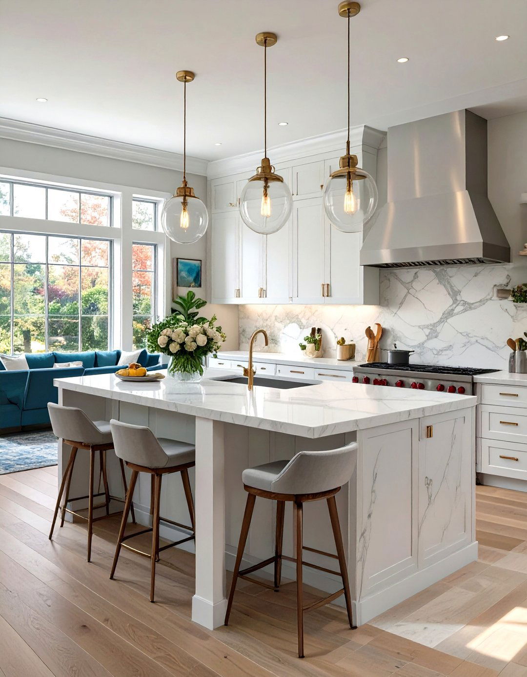 A Multifunctional Kitchen Island with Bar Seating - 30 very small living and dining room ideas