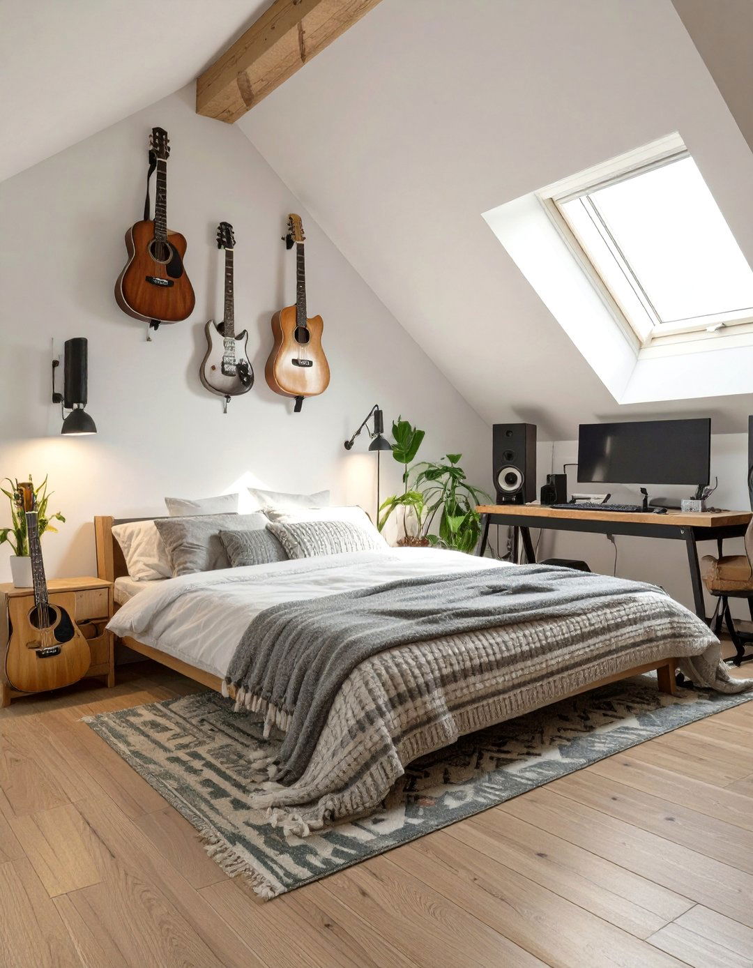 A Music Lovers Attic Bedroom and Studio - 30 attic bedroom ideas