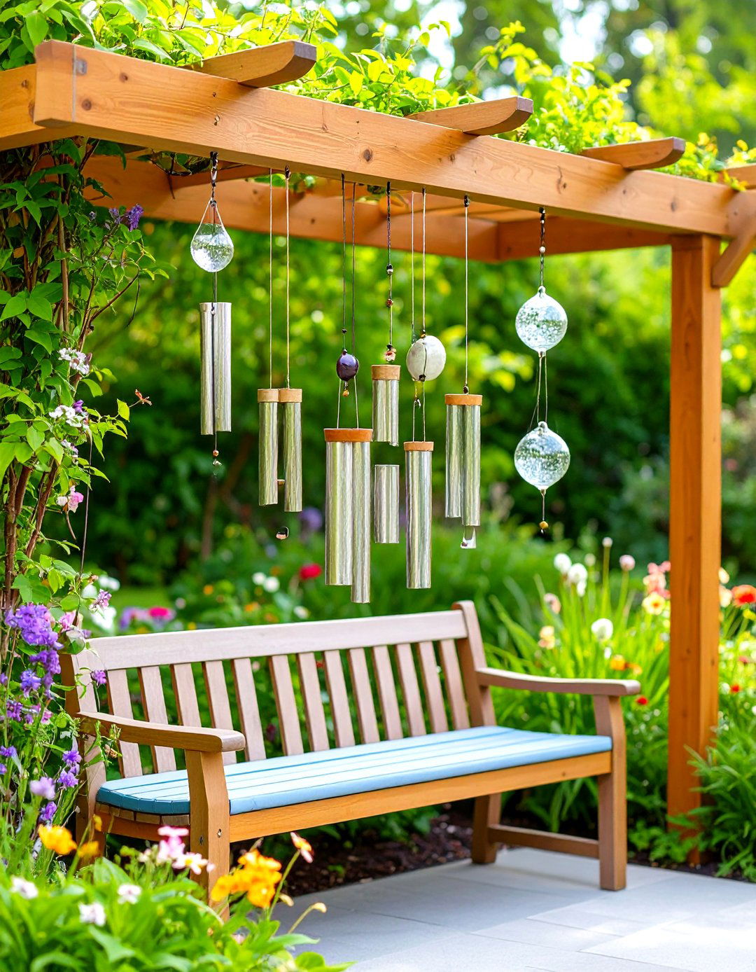 A Musical Garden with Wind Chimes - 30 garden art ideas
