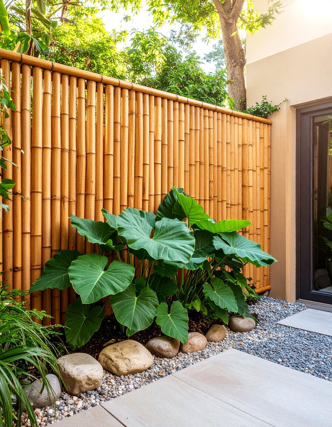 A Natural Bamboo Privacy Screen - 30 backyard ideas on a budget