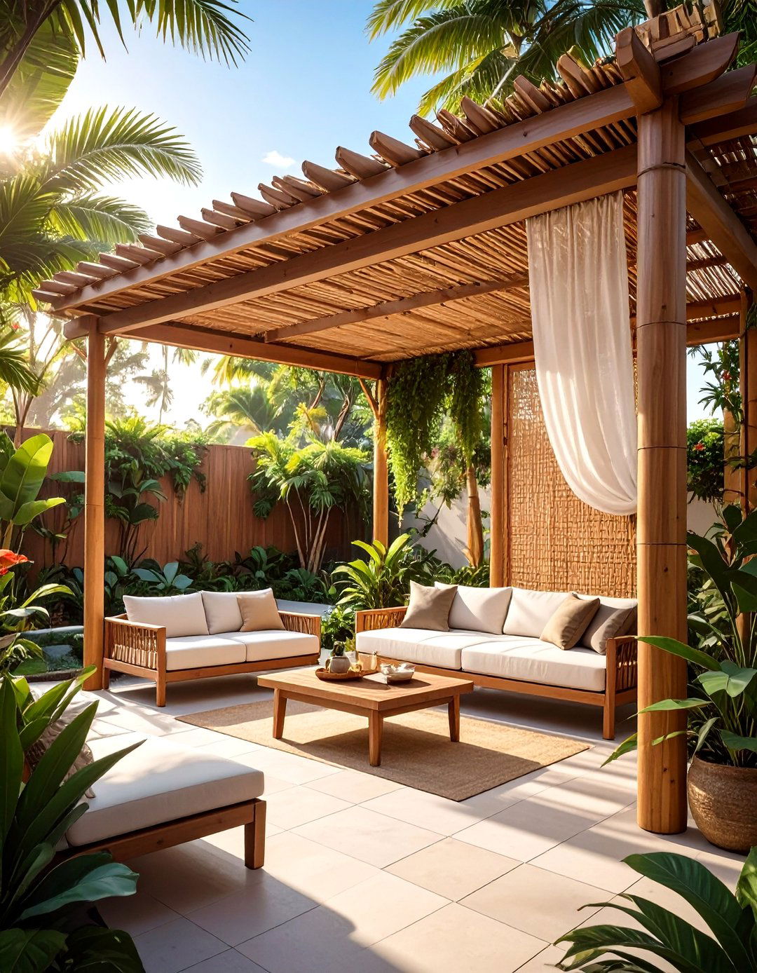 A Natural Bamboo Screen Enclosure - 30 backyard shade ideas