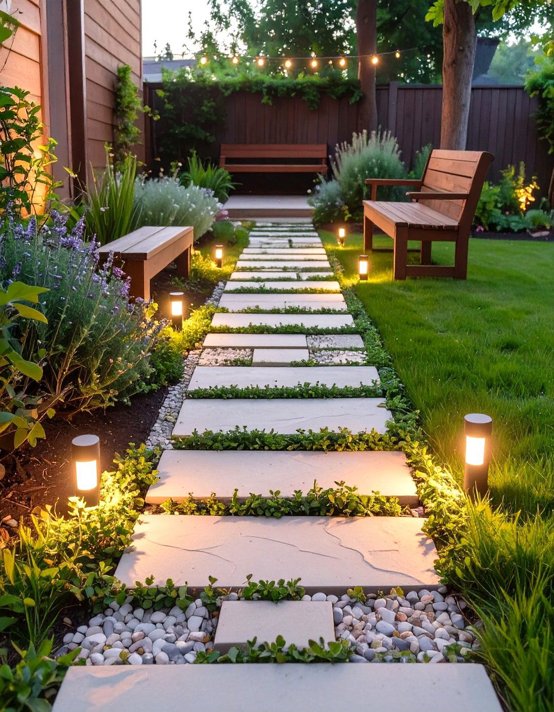 A Natural Stone Pathway Garden - 30 cheap backyard ideas