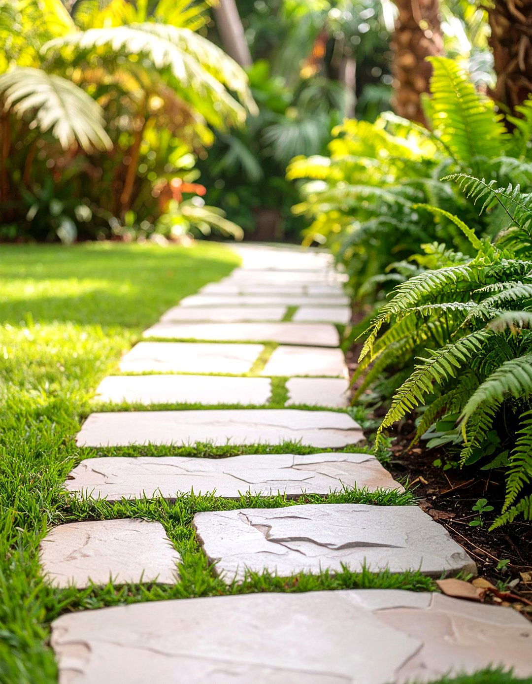 A Natural Stone Pathway Through Greenery - 30 tropical backyard ideas
