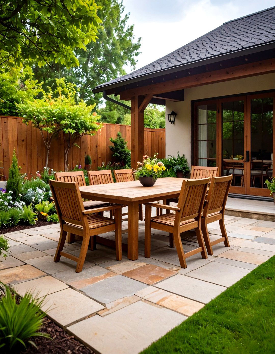 A Natural Stone and Wood Patio - 30 easy patio ideas