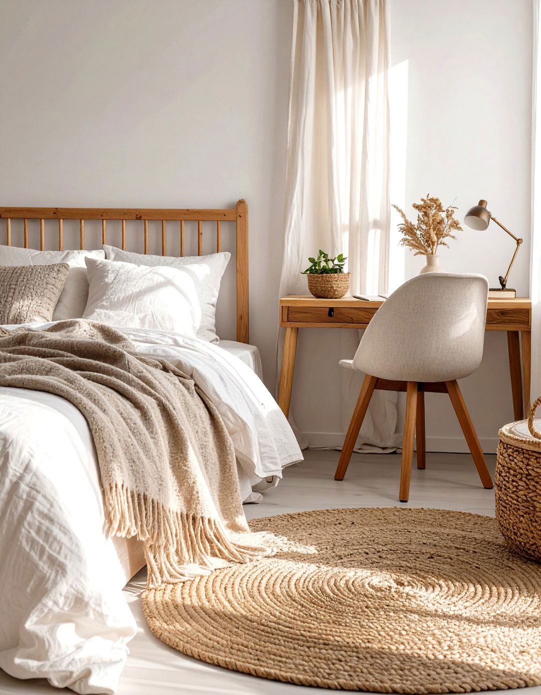 A Natural Textiles Bedroom Office - 30 guest bedroom office ideas