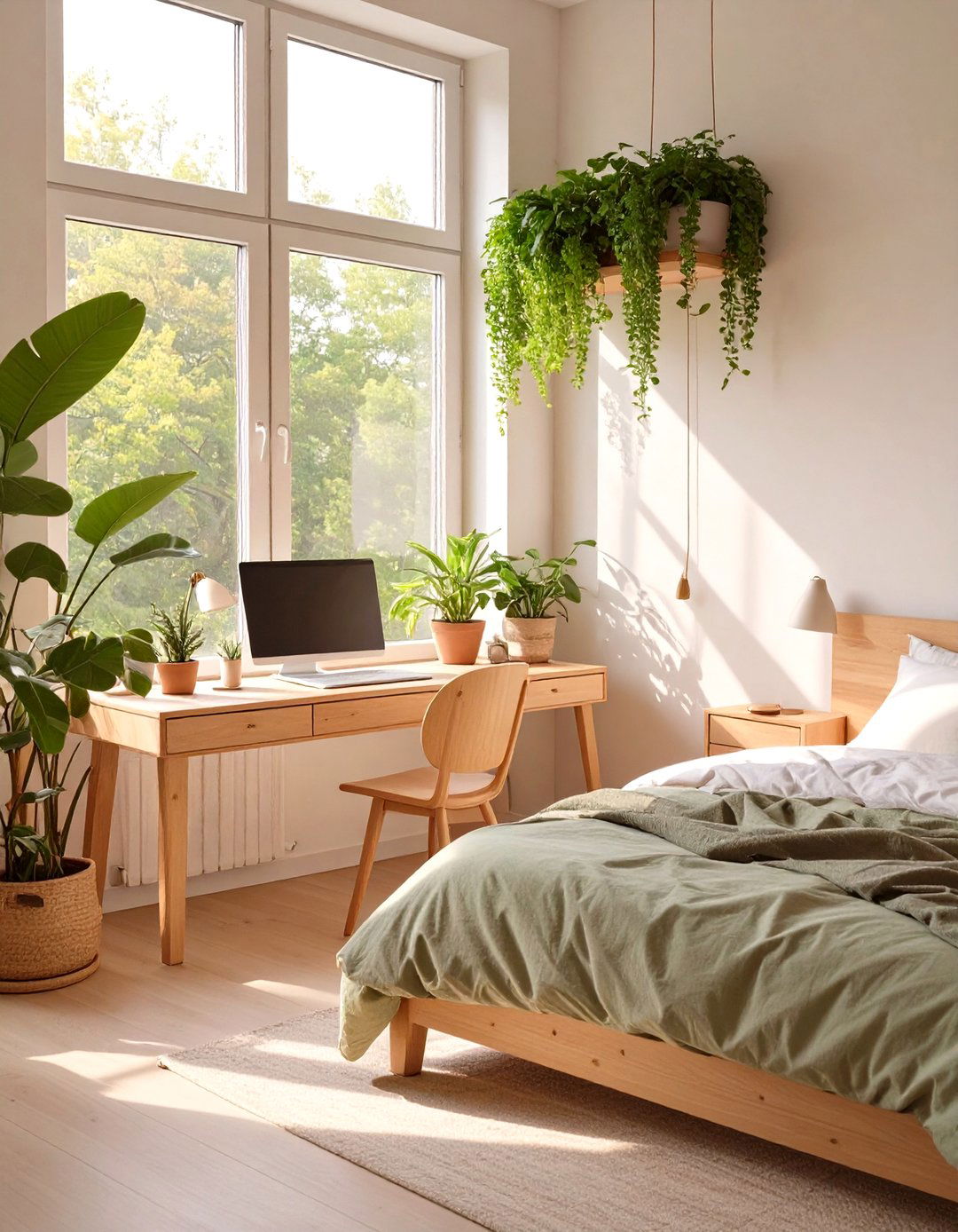 A Nature Inspired Biophilic Bedroom Office - 30 guest bedroom office ideas