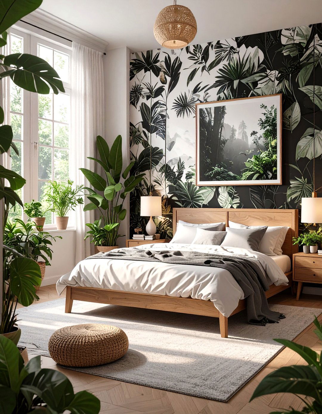 A Nature Inspired Black and White Bedroom - 30 black and white bedroom ideas