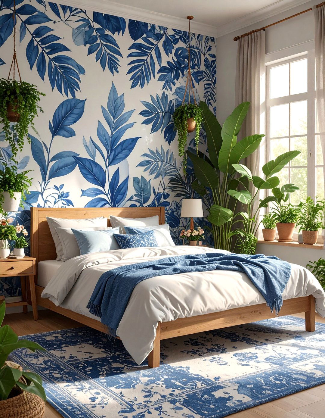 A Nature Inspired Botanical Bedroom - 30 blue and white bedroom ideas