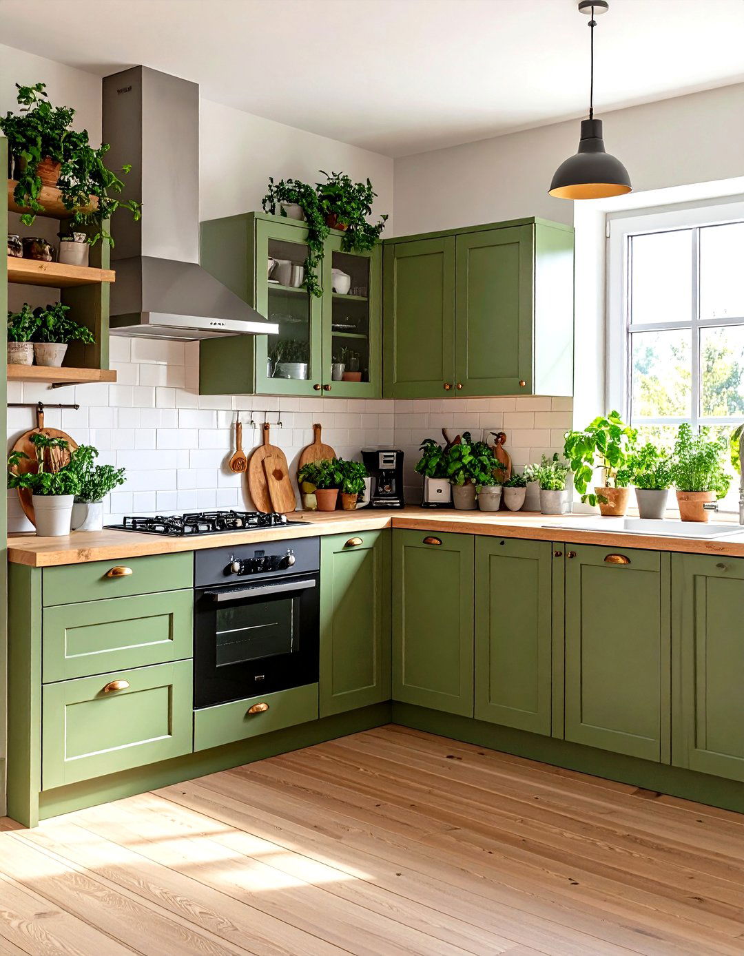 A Nature Inspired Green Kitchen - 30 limited space small l shaped kitchen design ideas