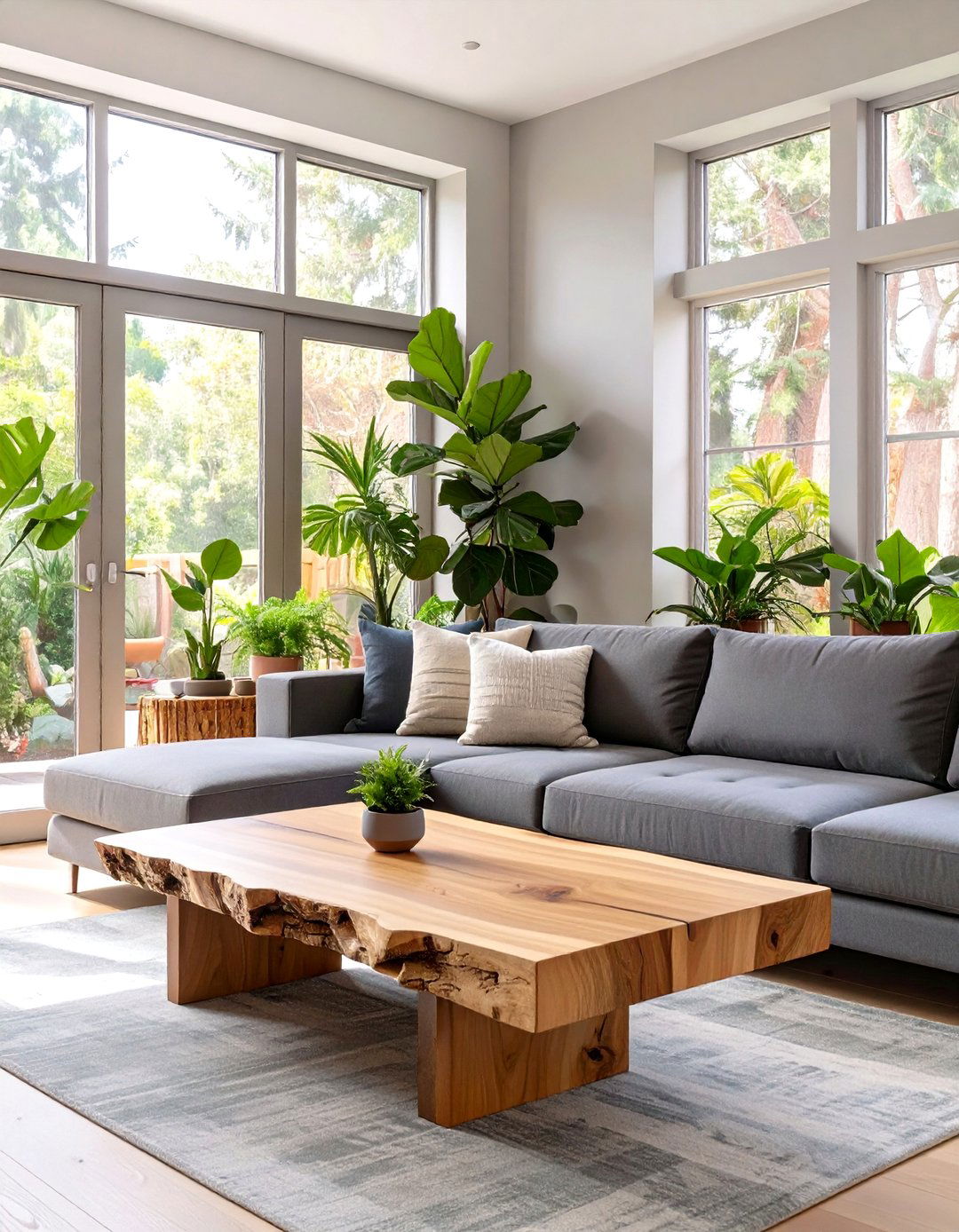 A Nature Inspired Living Room - 30 dark grey couch living room ideas