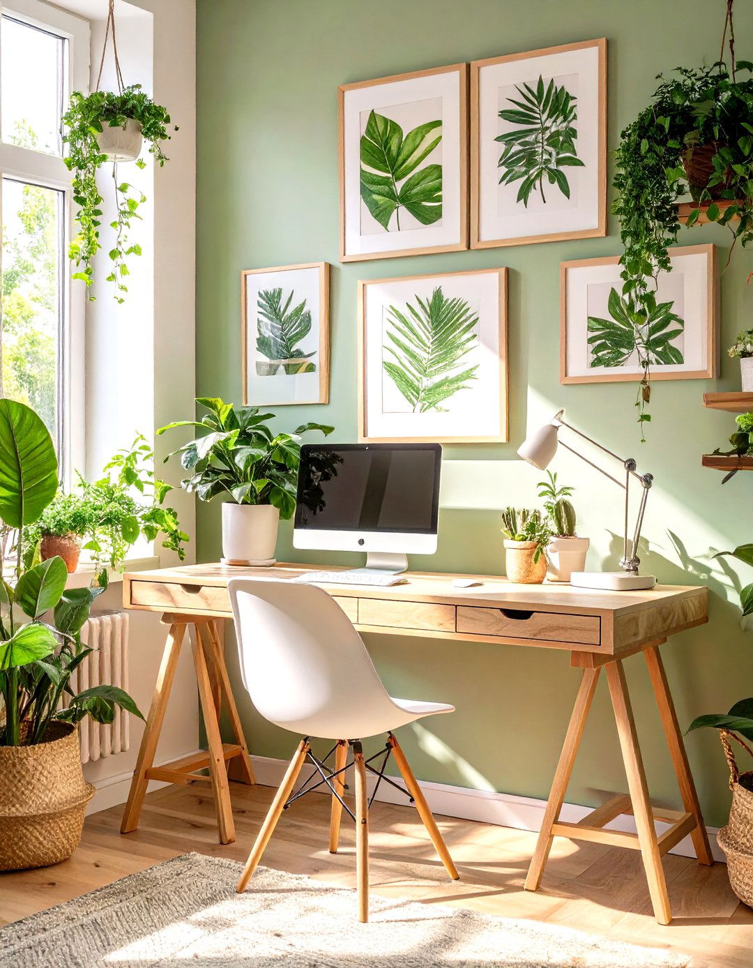 A Nature Lovers Green Desk - 30 office desk organization ideas