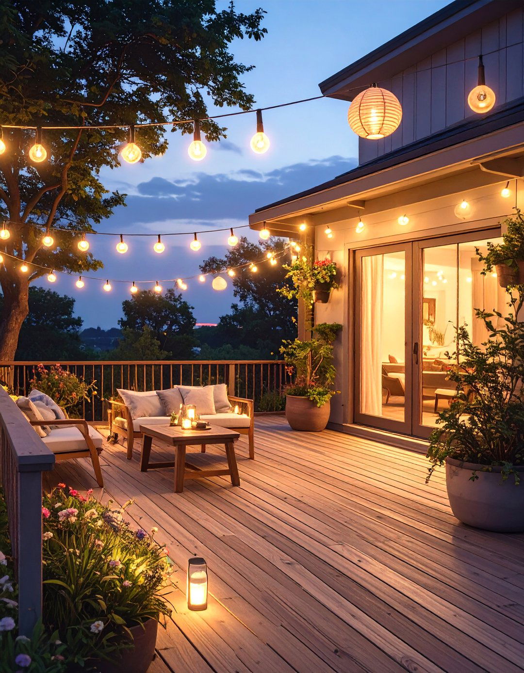 A Night Lighting Magic Deck - 30 deck decorating ideas on a budget