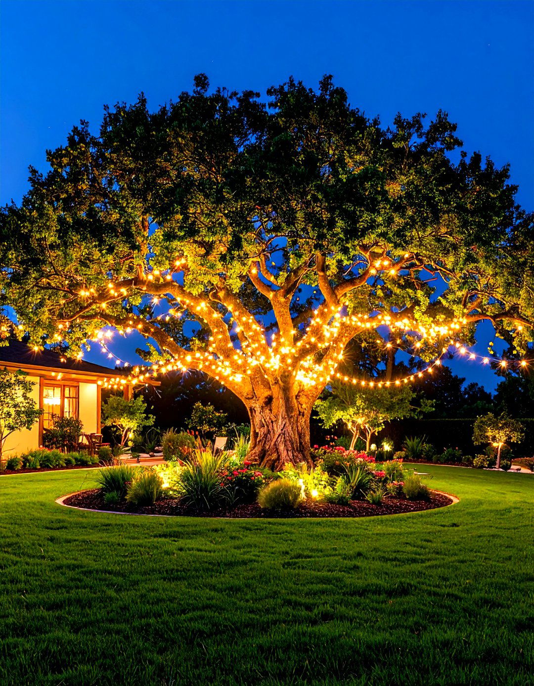A Nighttime Illumination Theme - 30 landscaping ideas around trees pictures