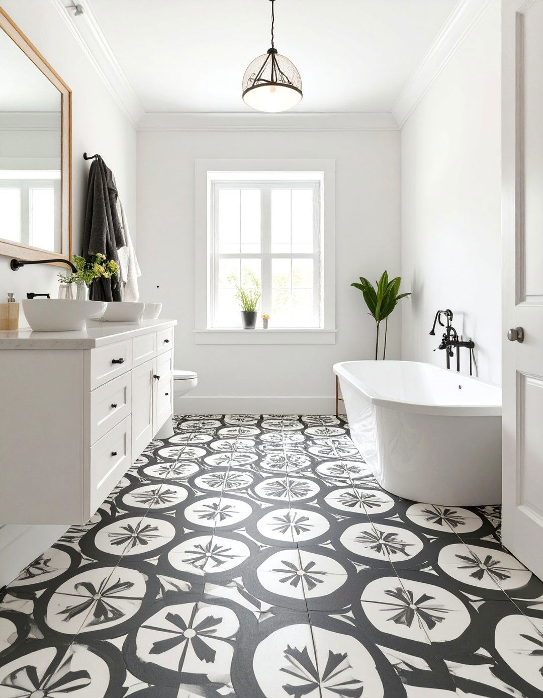 A Painted Floor Statement Bathroom - 30 bathroom remodel ideas on a budget