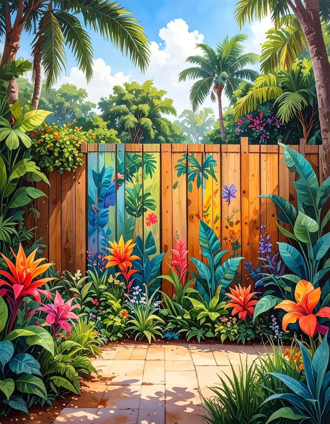 A Painted Mural Fence - 30 low cost garden fence designs