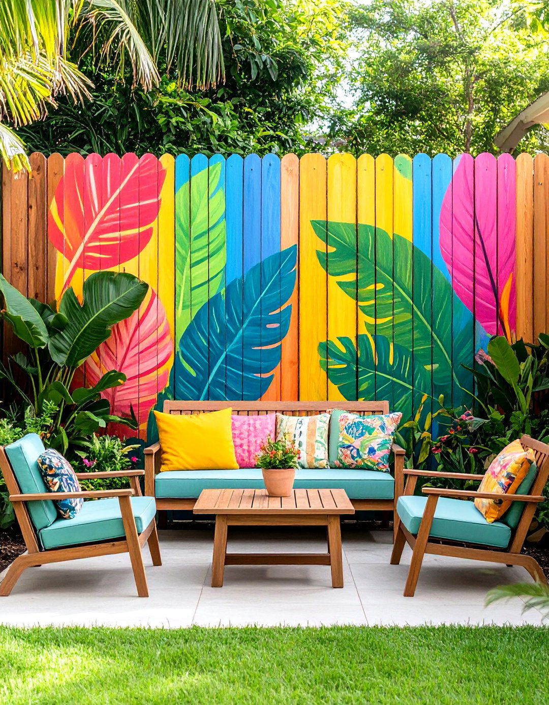 A Painted Mural Fence - 30 fence ideas for backyard