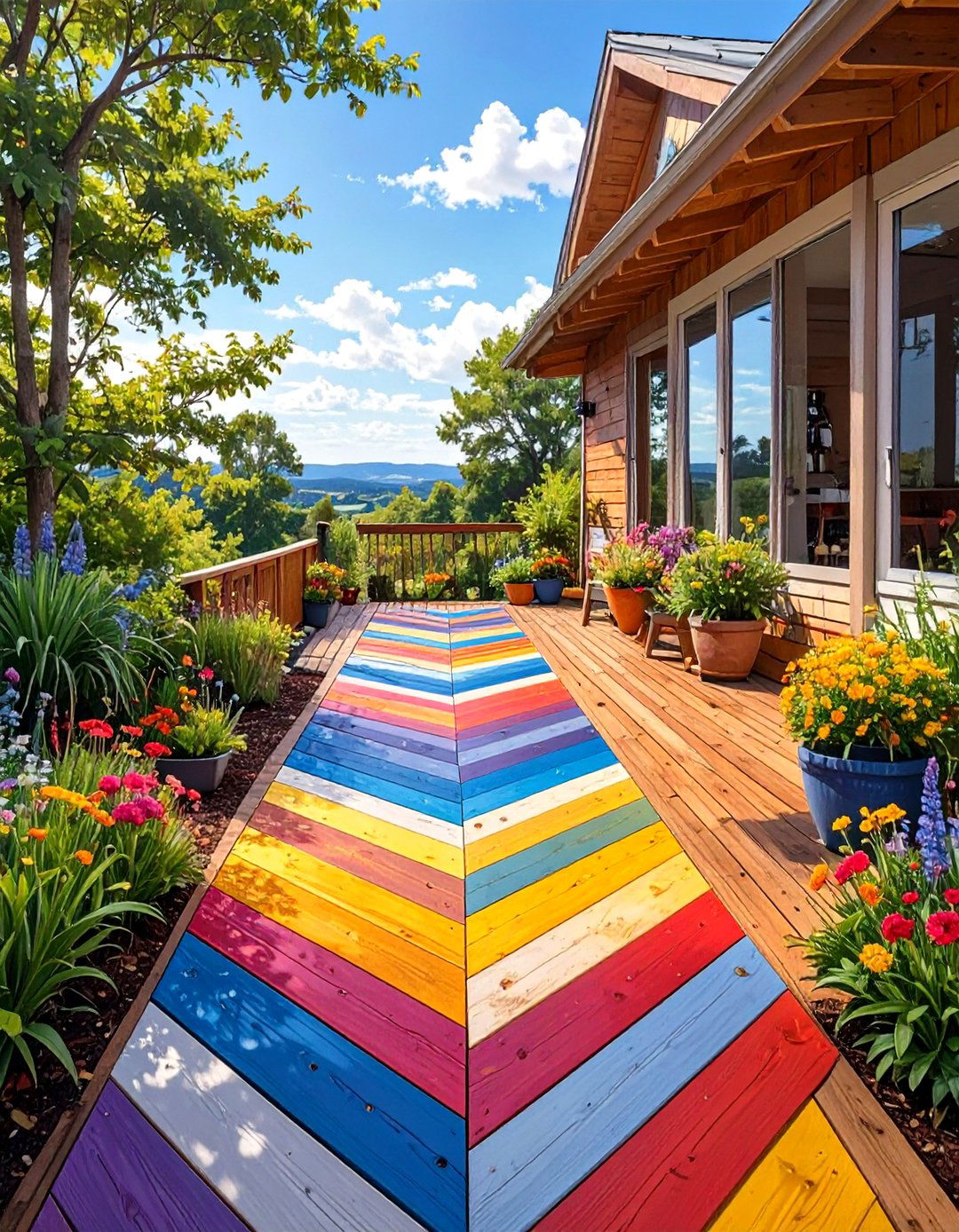 A Painted Pattern Floating Deck - 30 low budget floating deck ideas