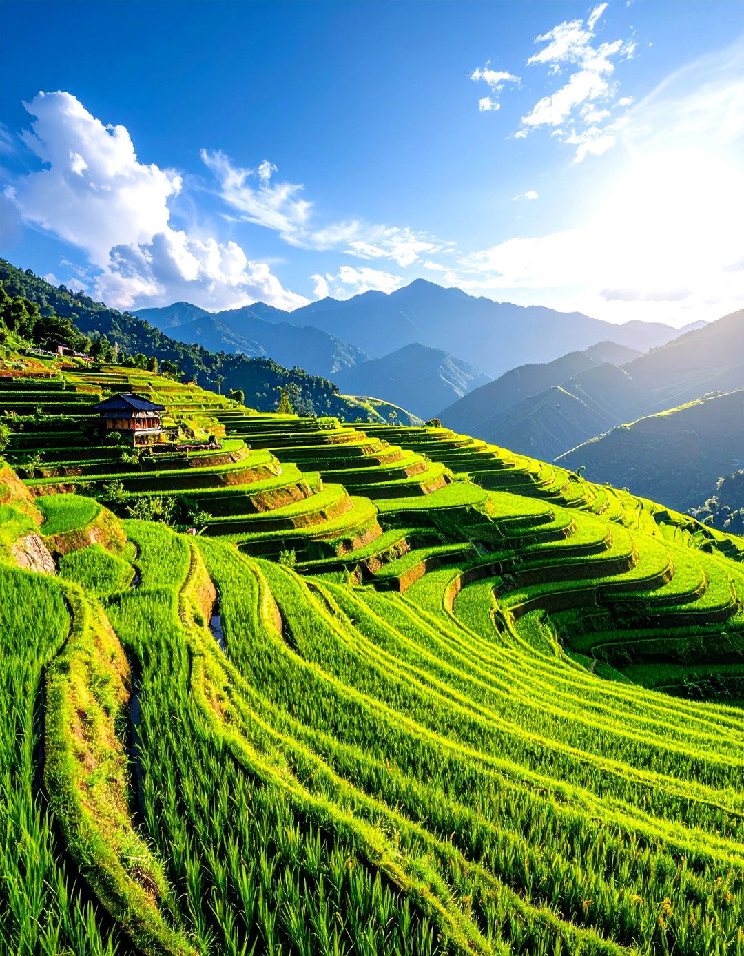 A Painting of Rice Paddies in Asia - 30 landscape painting ideas
