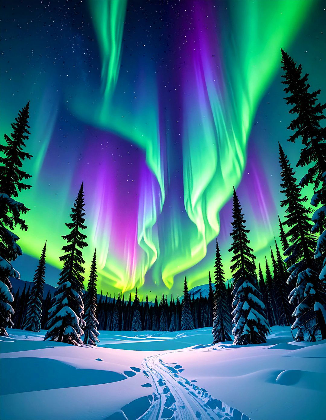 A Painting of the Northern Lights - 30 landscape painting ideas