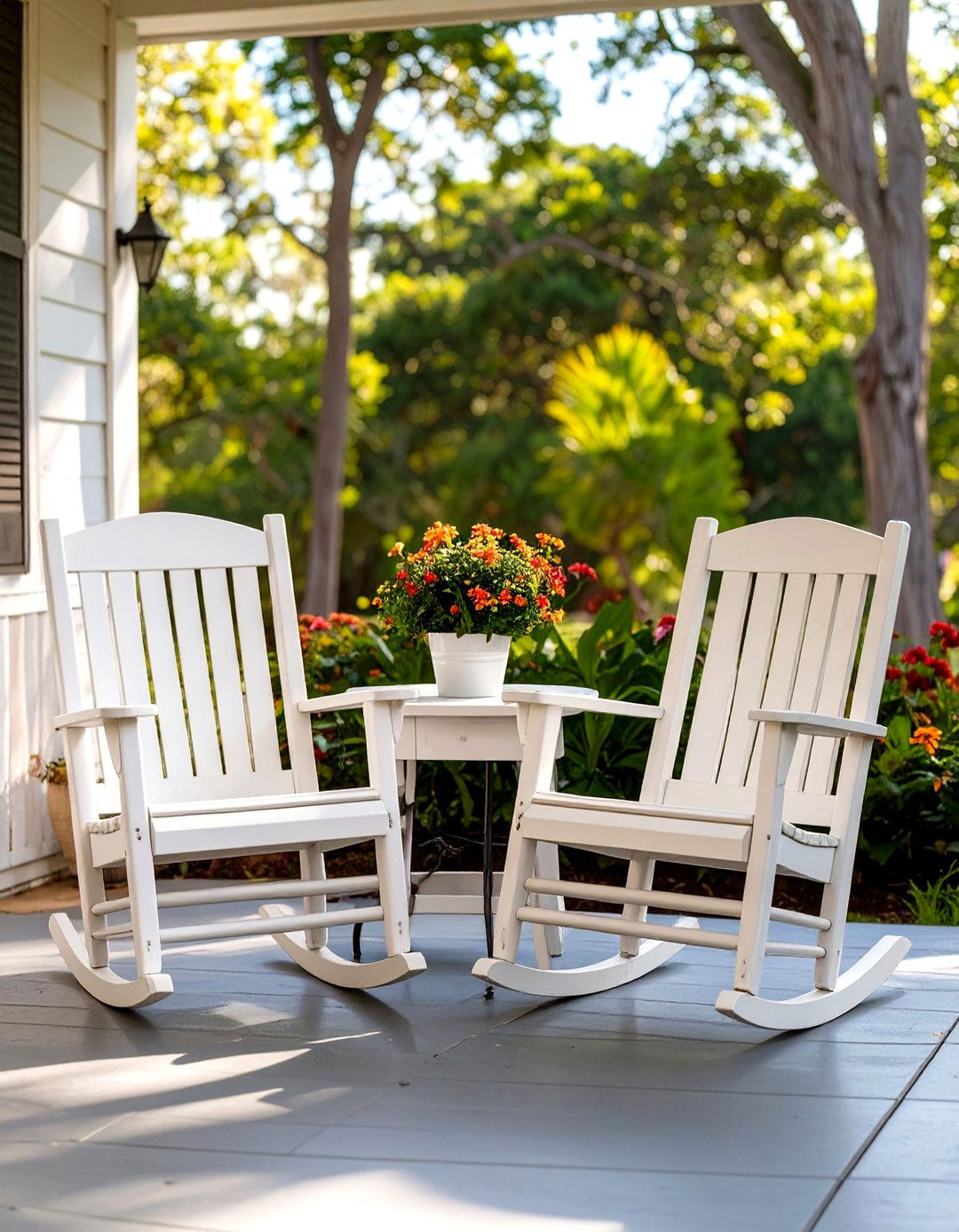 A Pair of Compact Outdoor Rocking Chairs - 30 small patio furniture ideas