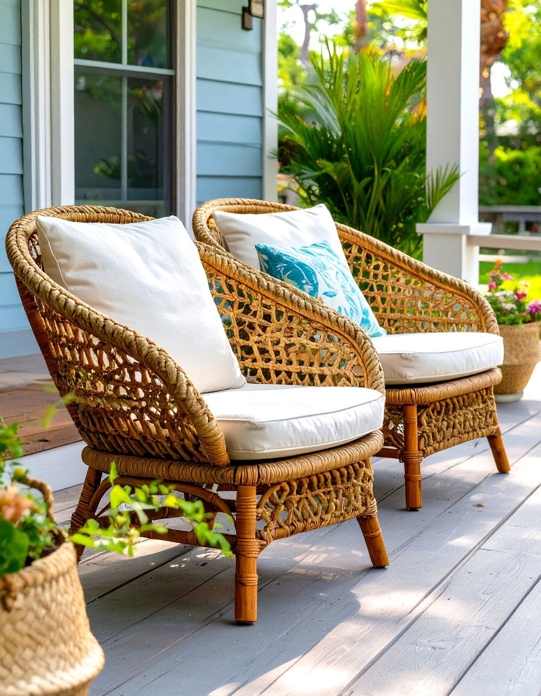 A Pair of Rope Weave Accent Chairs - 30 small patio furniture ideas
