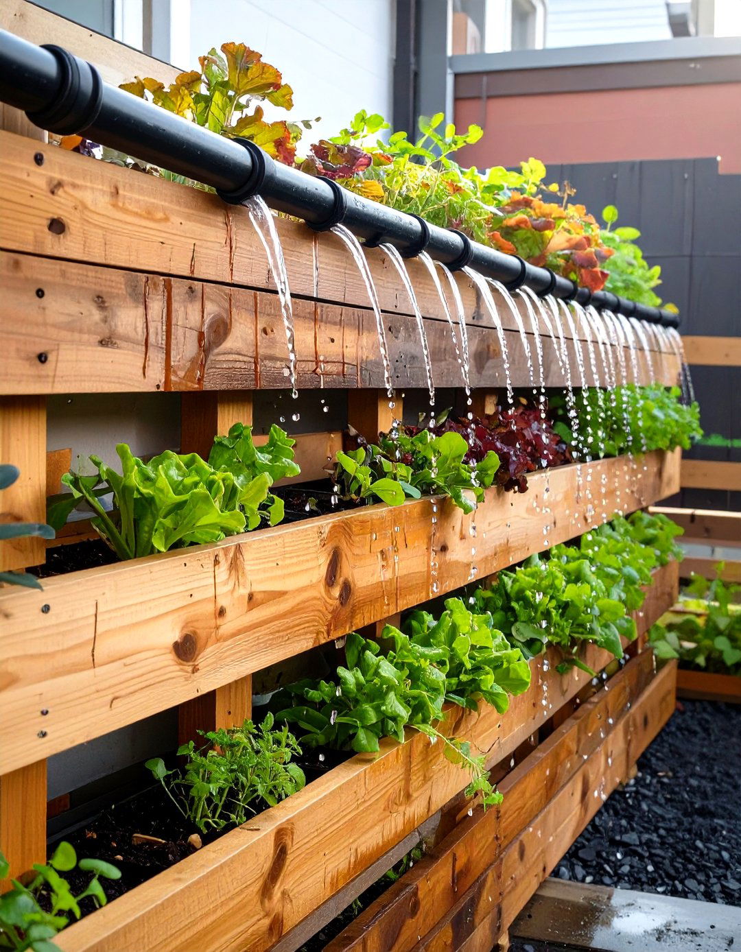 A Pallet Garden with Built In Irrigation - 30 homemade pallet garden designs