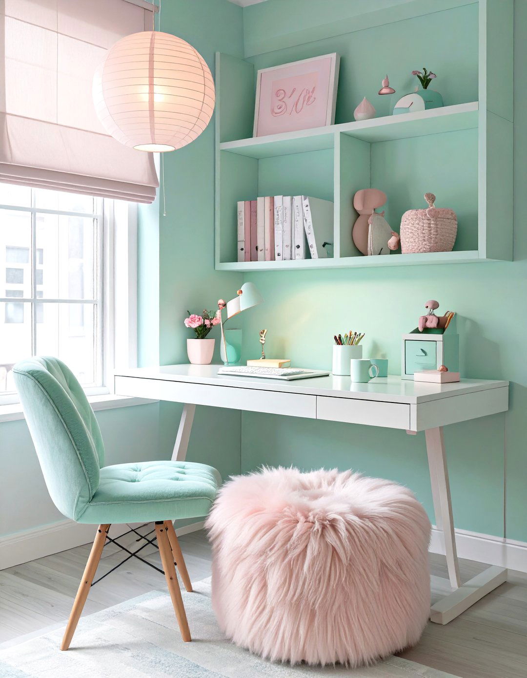 A Pastel Dream Office Desk - 30 office desk decoration ideas