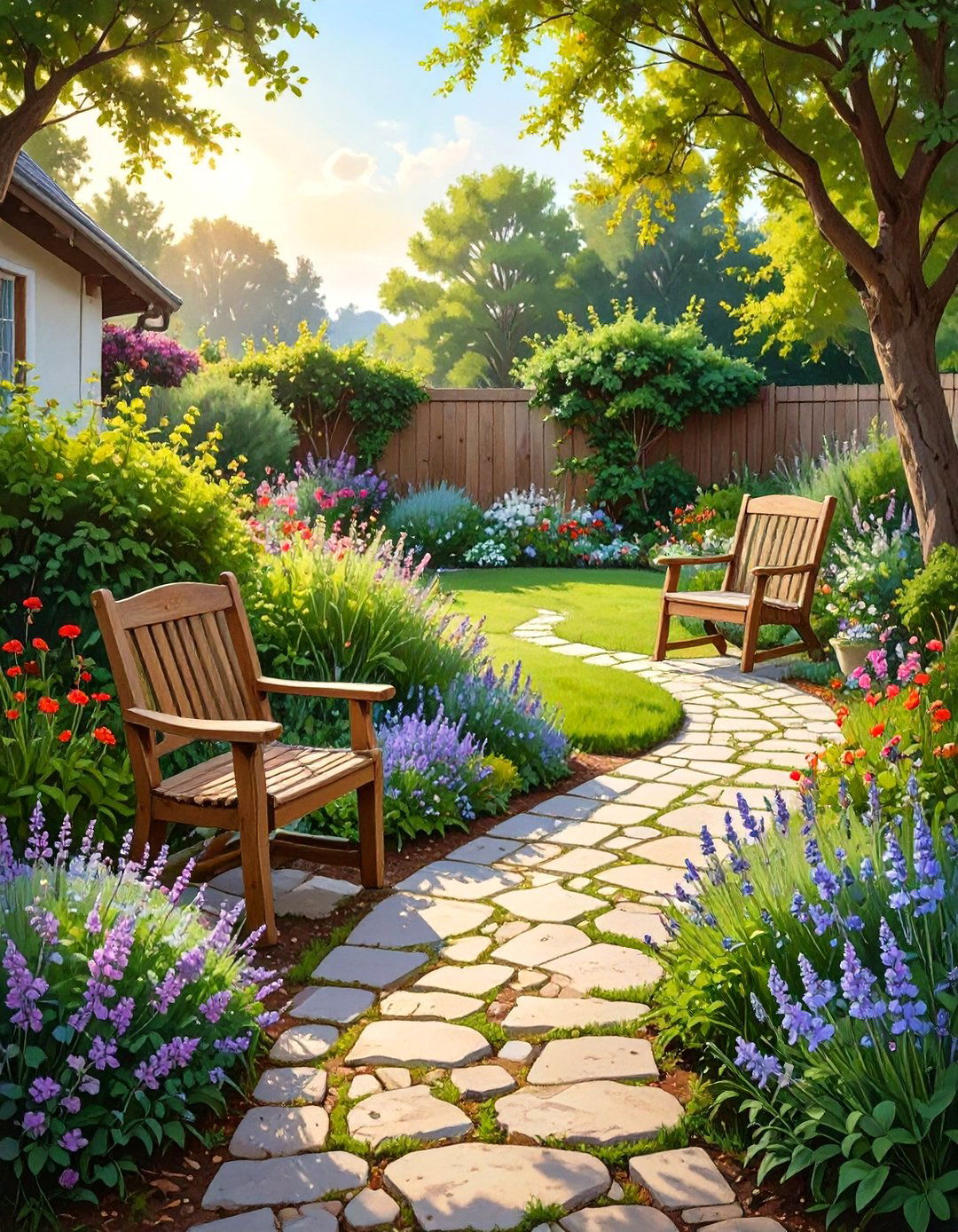 A Path with Pavers and Groundcover Design - 30 small backyard designs