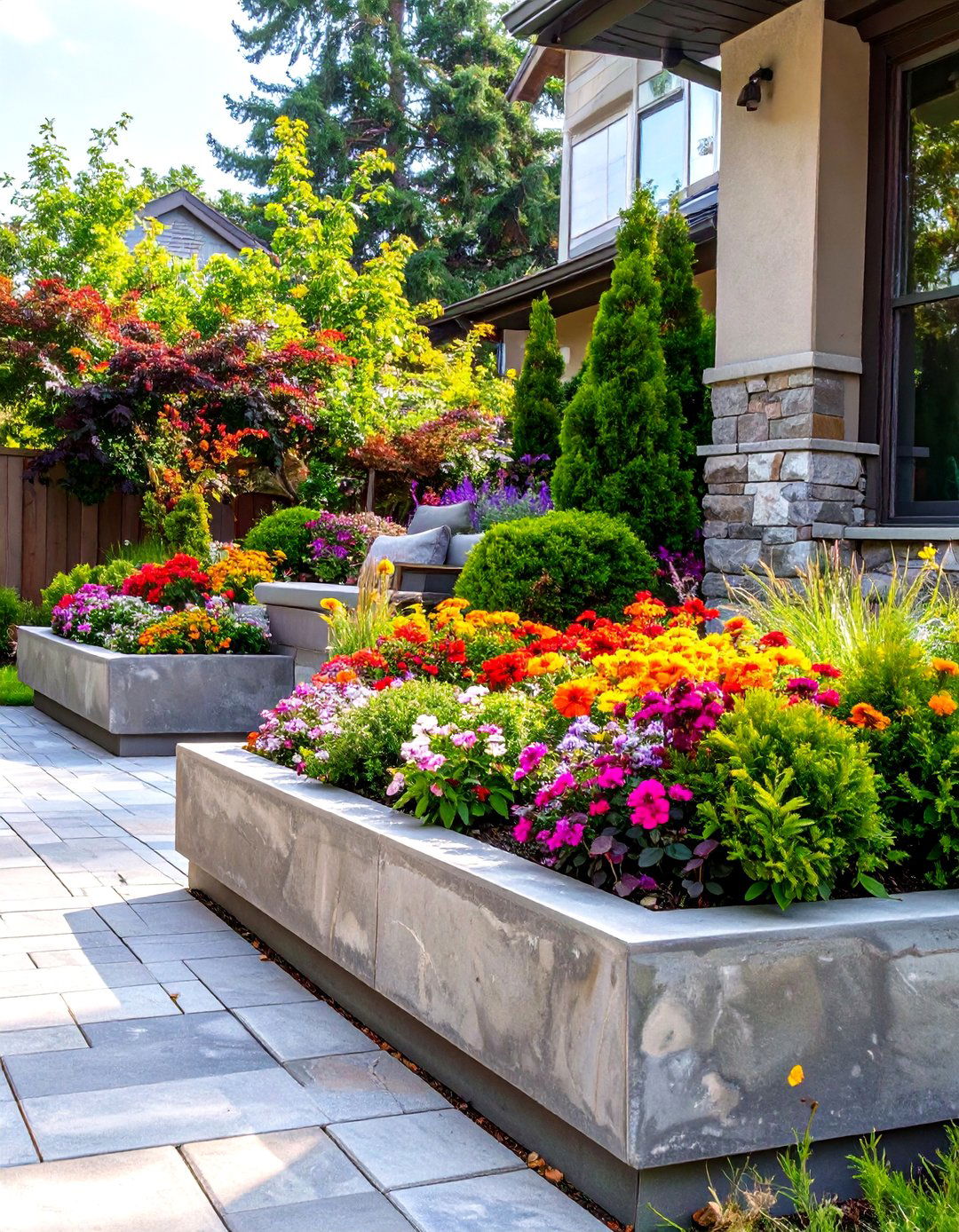 A Patio with Integrated Planters - 30 back patio designs