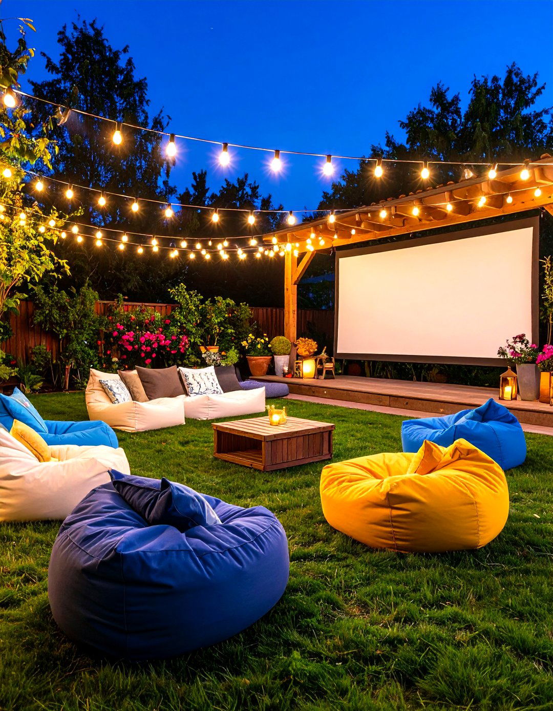 A Patio with a Portable Projector Setup - 30 patio decorating ideas