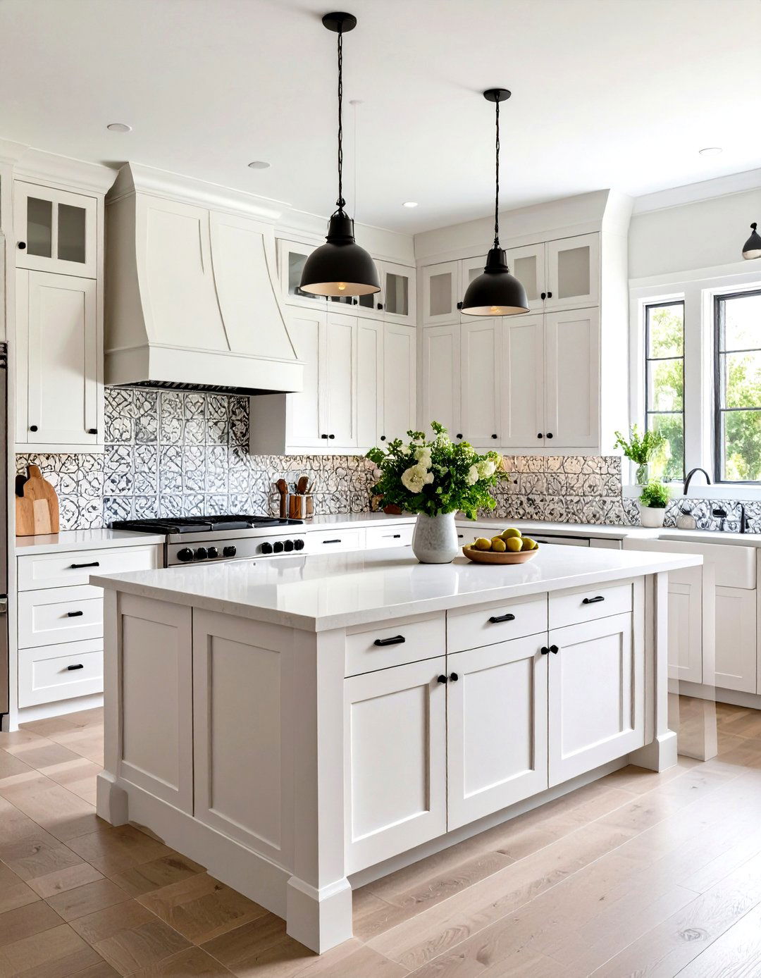 A Patterned Tile Accent Kitchen - 30 farmhouse kitchen decor ideas