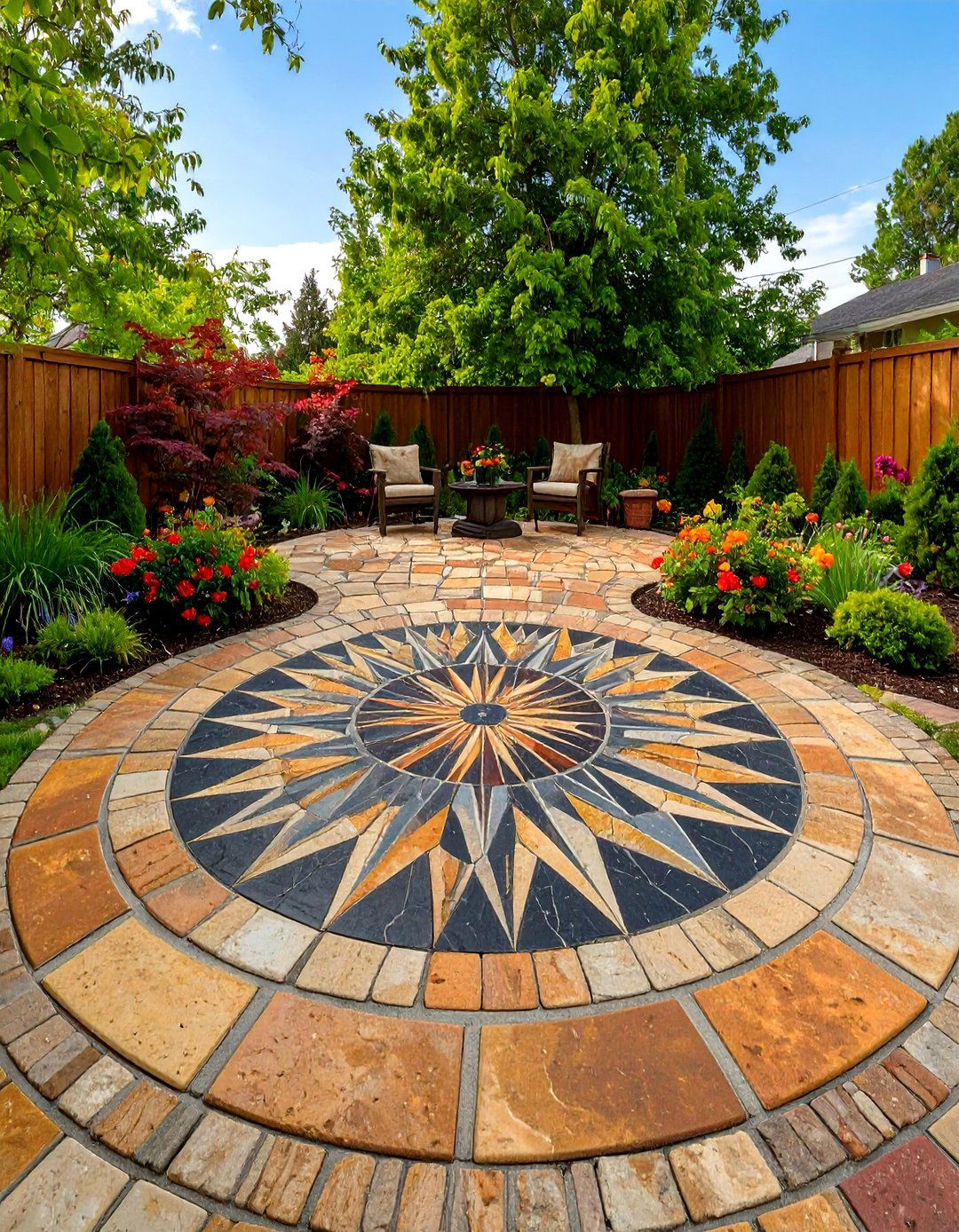 A Paver Medallion as a Central Feature - 30 backyard paver ideas
