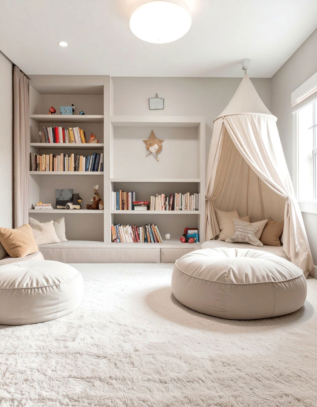 A Peaceful Reading Nook Playroom - 30 basement playroom ideas