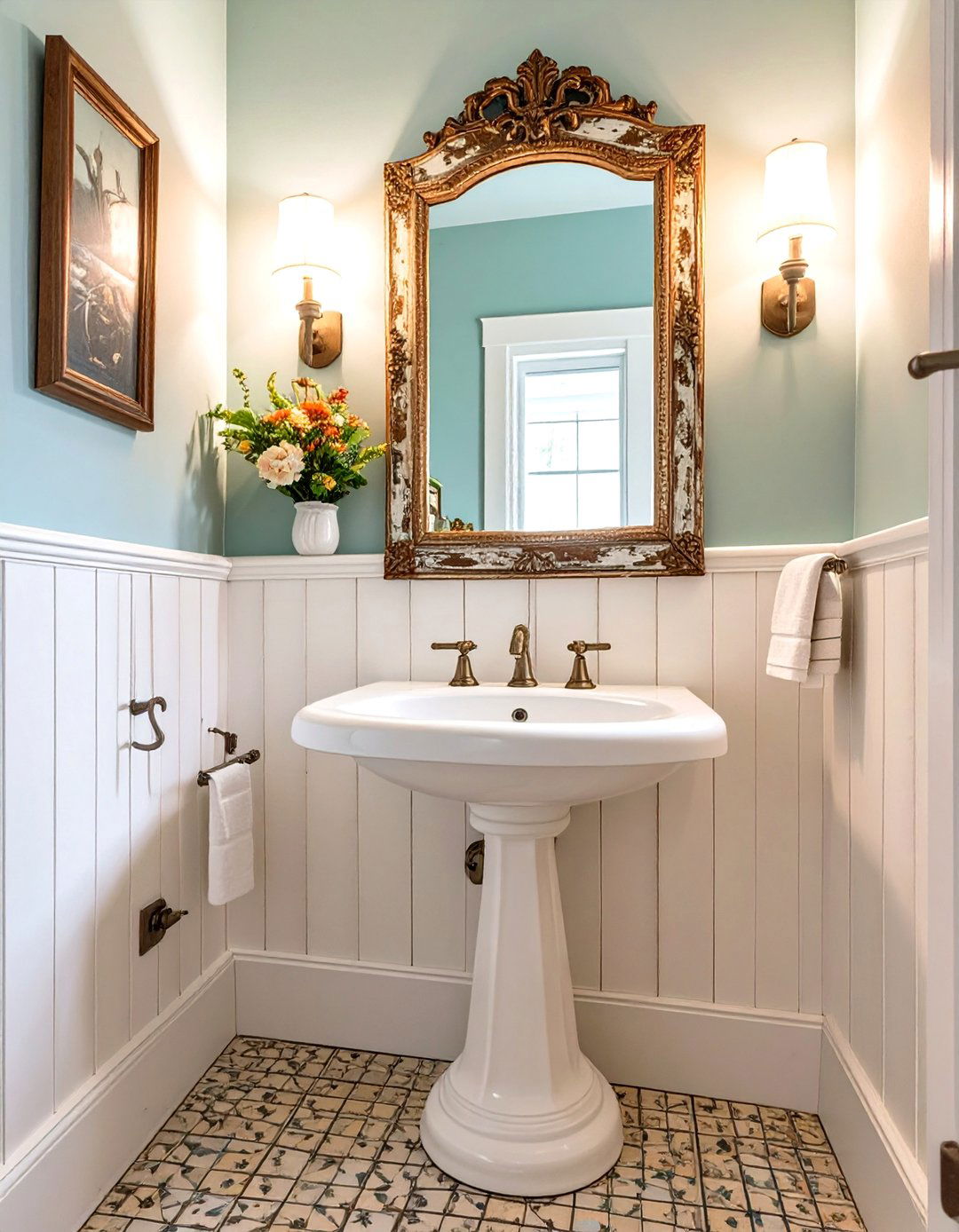 A Pedestal Sink for a Vintage Look Bathroom - 30 farmhouse rustic bathroom ideas