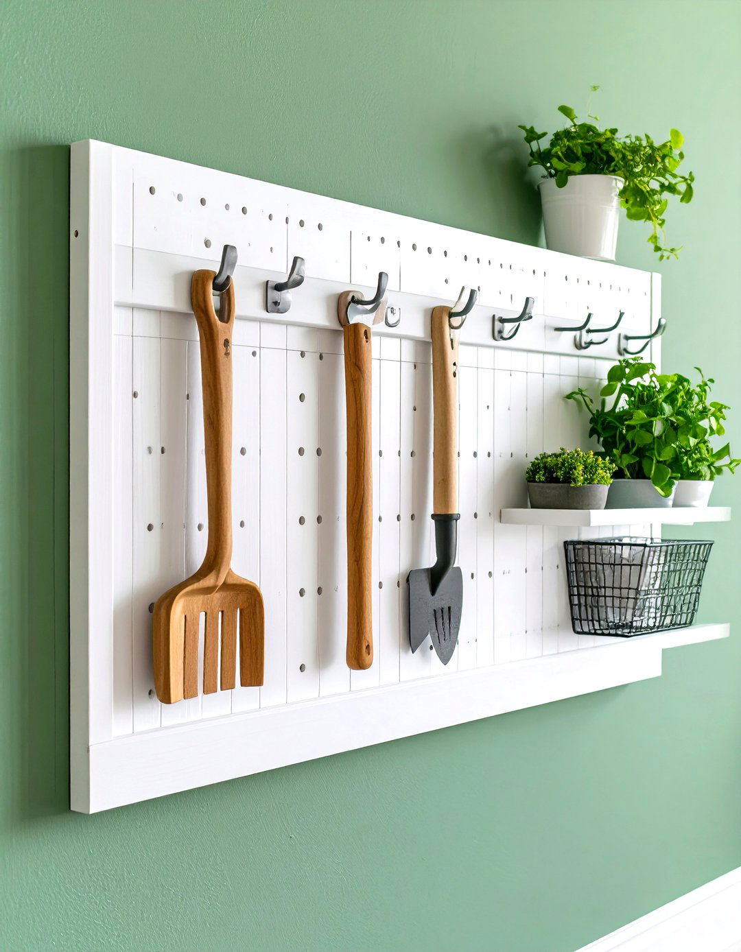 A Peg Rail with S Hooks for Versatile Hanging