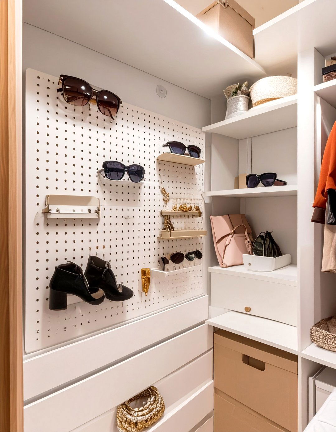 A Pegboard Closet Organizer Wall - 30 small bedroom closet ideas