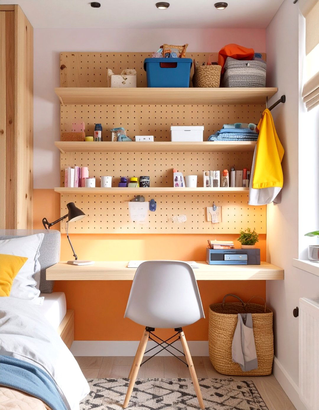 A Pegboard Organizer for a Small Bedroom Wall - 30 small bedroom decorating ideas