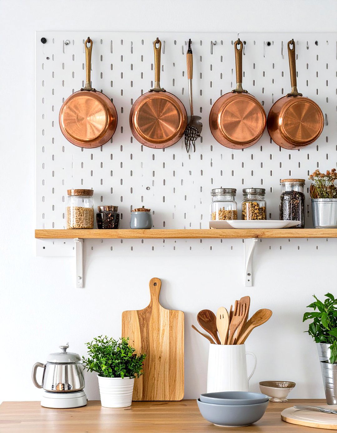 A Pegboard Wall Kitchen Organizer - 30 low cost simple kitchen designs