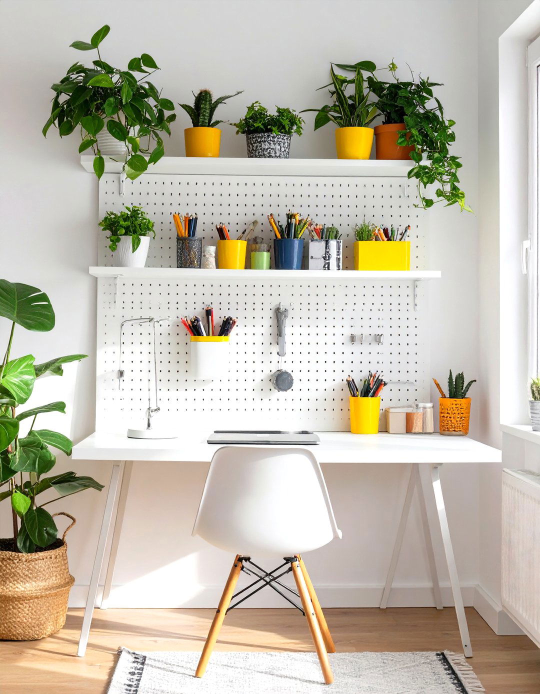 A Pegboard Wall Organizer - 30 small home design ideas