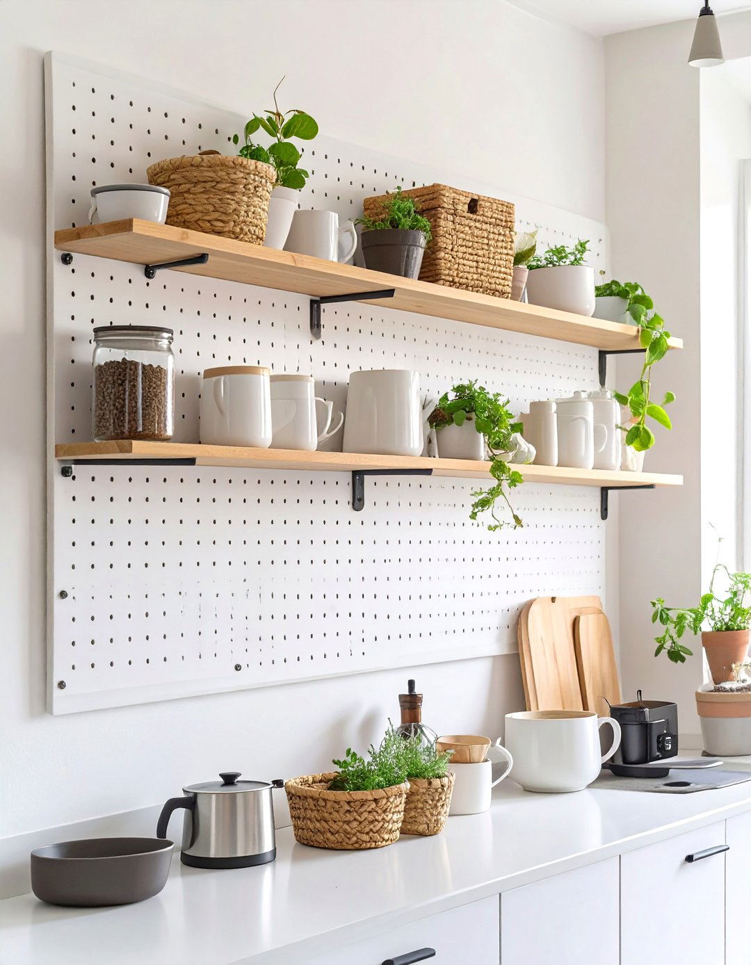 A Pegboard Wall Organizer Coffee Bar - 30 coffee bar ideas for kitchen
