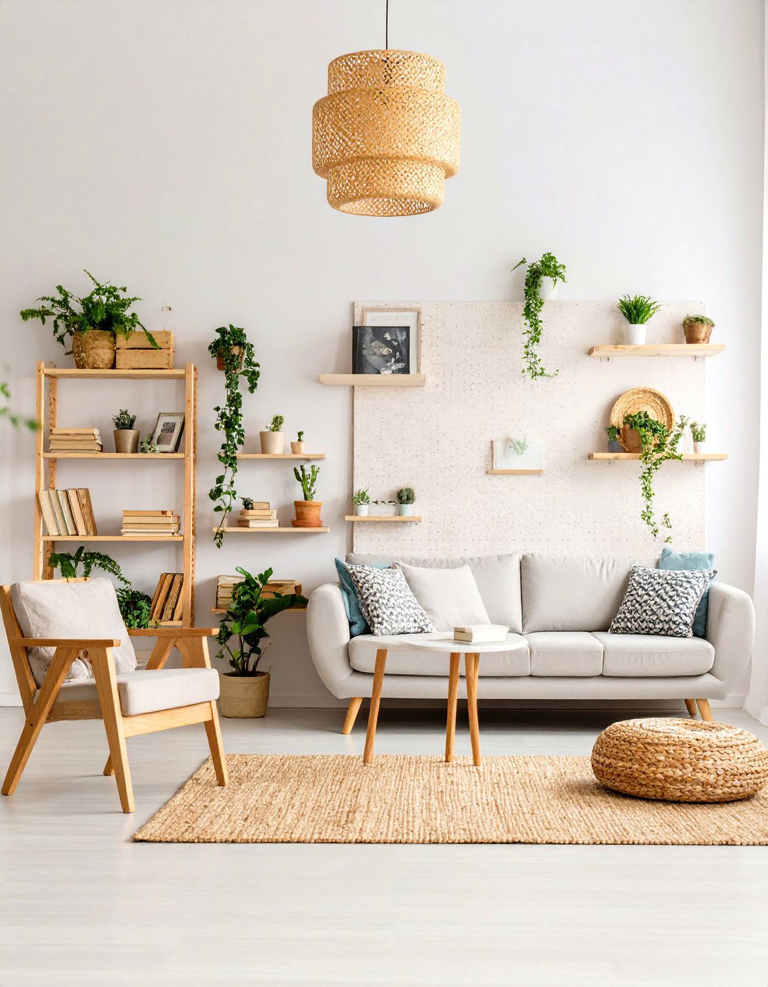 A Pegboard Wall for Versatile Display - 30 accent wall ideas living room