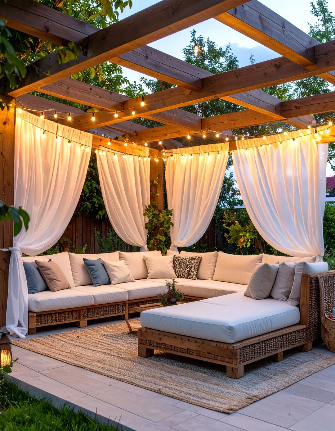 A Pergola Covered Lounge - 30 outdoor  decorating ideas