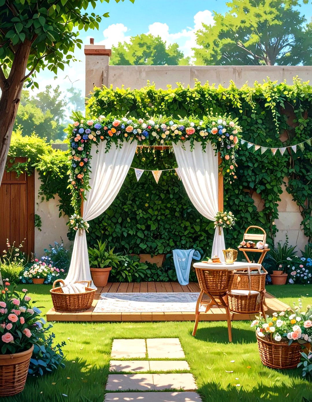 A Photo Booth with a Natural Backdrop - 30 small backyard wedding ideas