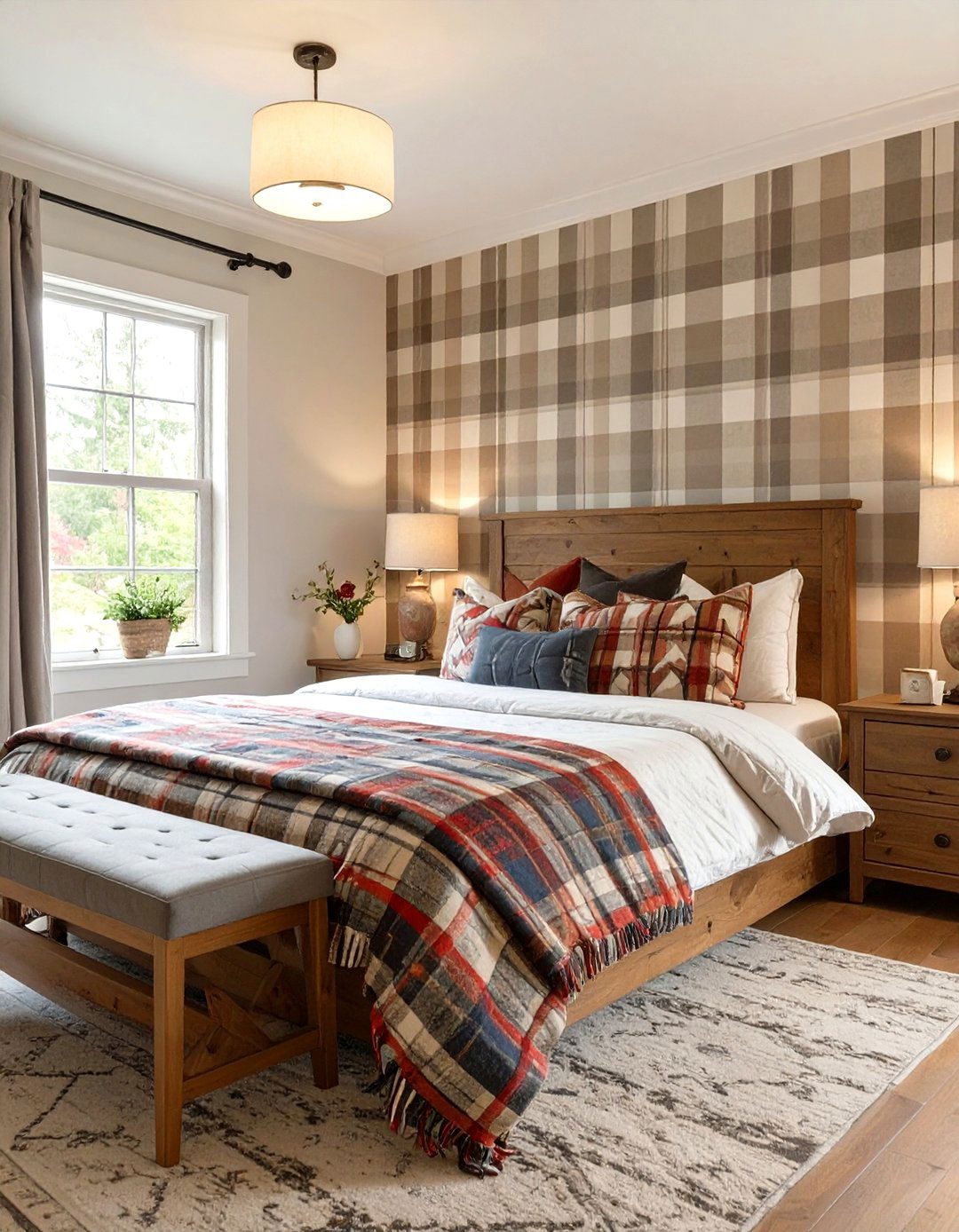 A Plaid Focused Cottage Bedroom - 30 cottage bedroom ideas