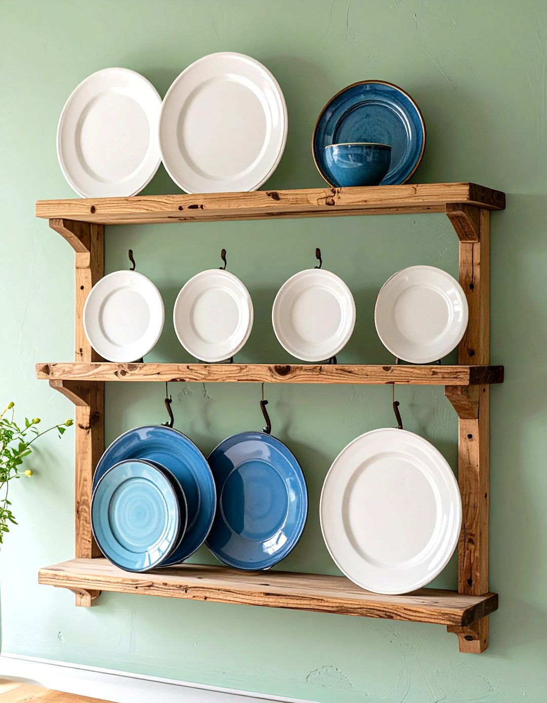 A Plate Rack Wall Display in a Tuscan Kitchen - 30 tuscan kitchen design ideas