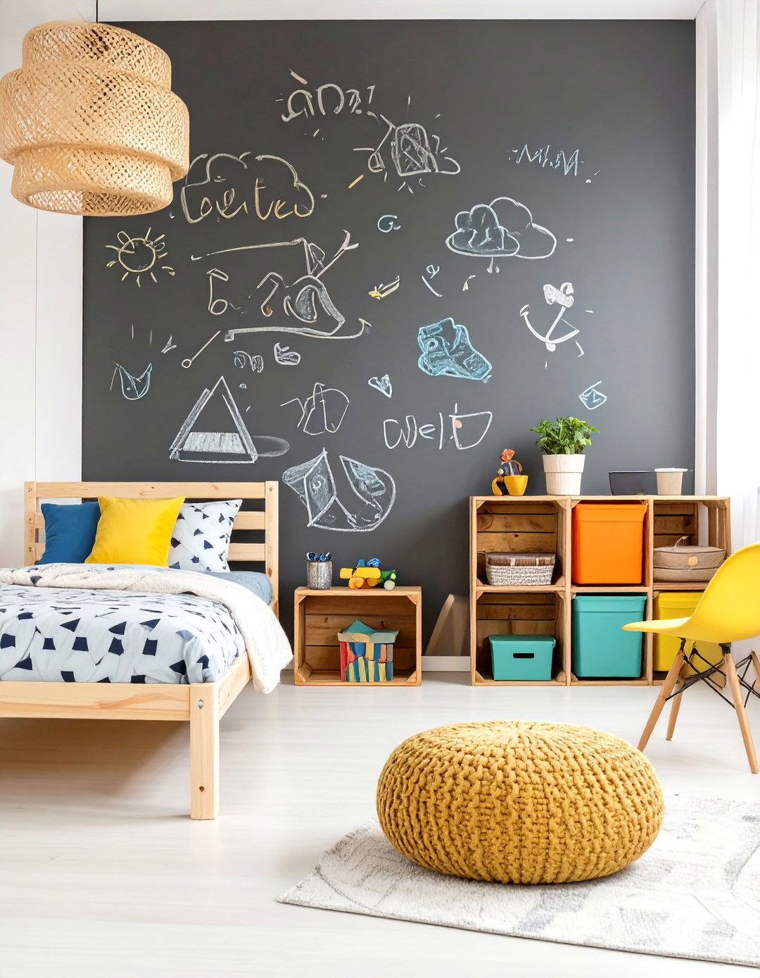 A Playful Chalkboard Wall Bedroom - 30 boys bedroom paint ideas