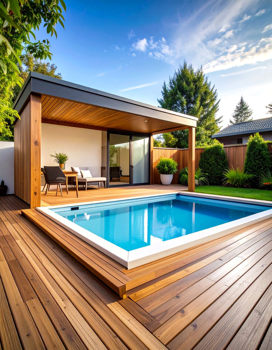 A Plunge Pool with a Deck Cover - 30 pool ideas for small backyard
