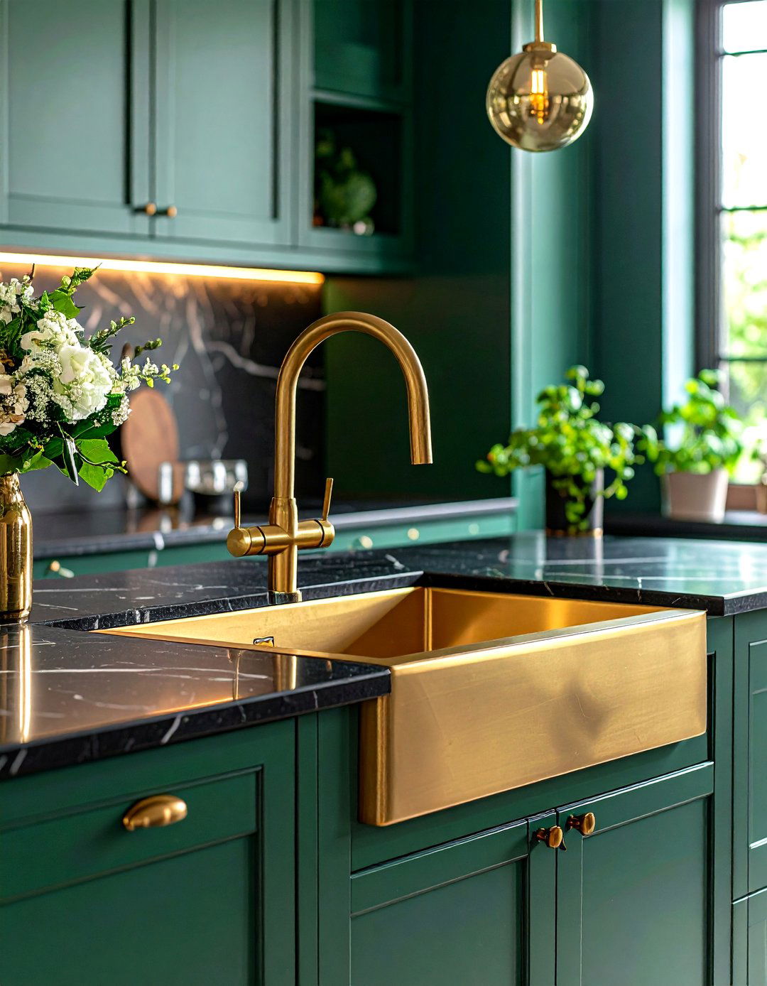 A Polished Brass Kitchen Sink - 30 kitchen sink ideas